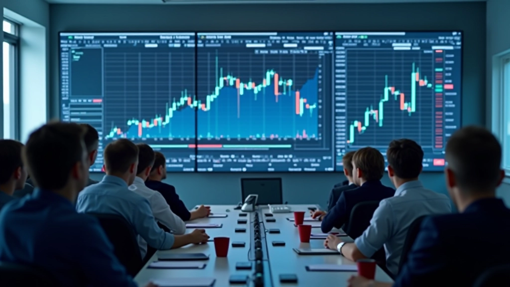 Interactive financial education classroom environment with market displays and engaged learners
