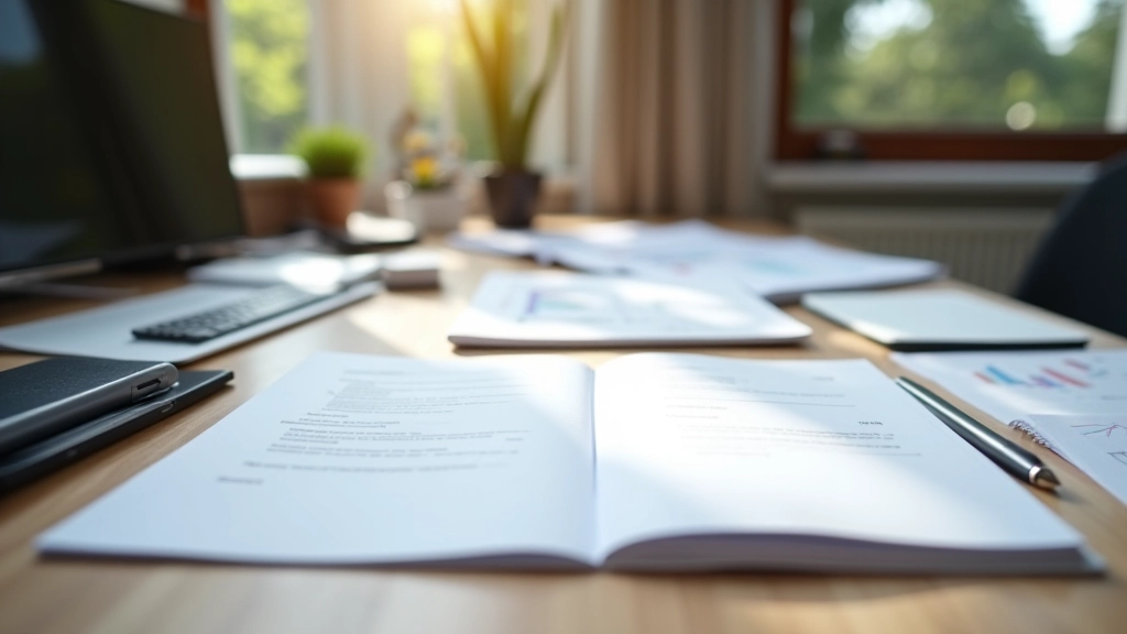 Organized study workspace with trading books, financial charts, and learning materials neatly arranged